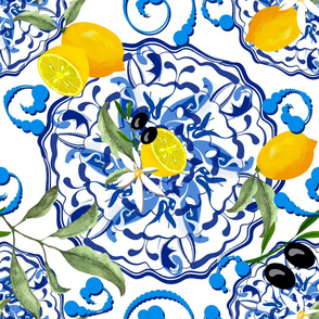 Summer,citrus,Mediterranean style,lemon fruit pattern 