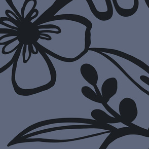 continuous line florals in slate large