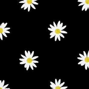 Watercolor Daisy Dots / Black & White