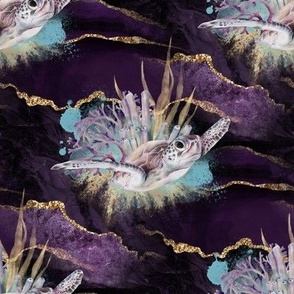 turtle purple gold underwater dream world FLWHRT