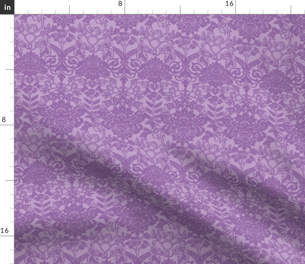 Victorian Thistle Damask in Lilac Purple