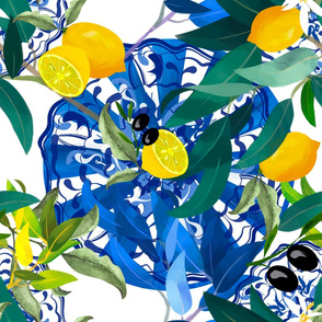 Summer,citrus,Mediterranean style,lemon fruit pattern 