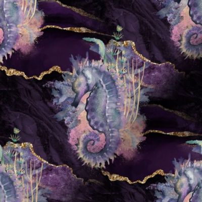 seahorse purple gold underwater dream world FLWHRT