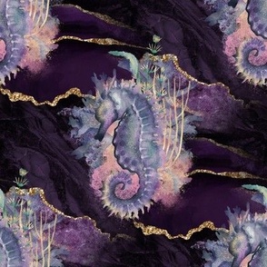 seahorse purple gold underwater dream world FLWHRT