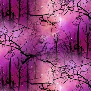 FOREST NEBULA BRANCHES PURPLE VIOLET PINK MIST FLWRHT