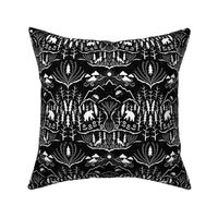 small scale - deep woods damask - black