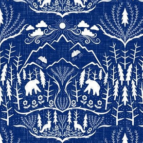 small scale - deep woods damask - navy