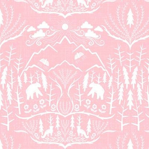 small scale - deep woods damask - sweetest pink