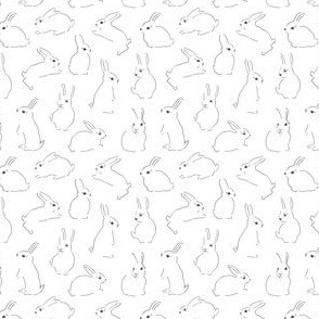 mini micro - hand drawn easter bunny rabbits