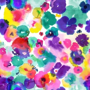 Abstract colorful florals watercolor Small