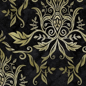 golden damask - black - large scale