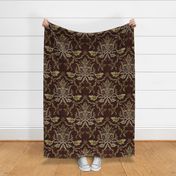 golden damask - brown - large scale
