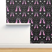 Sophisticated Lady Damask - pink on black, large 