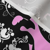 Sophisticated Lady Damask - pink on black, large 