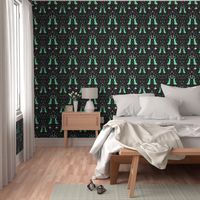 Sophisticated Lady Damask - spearmint on black, large 