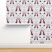 Sophisticated Lady Damask - maroon on white, large 