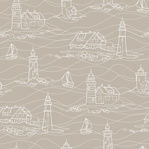 Lighthouse Contour - beige tan - large scale