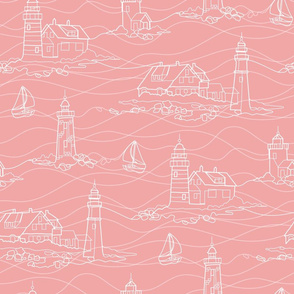 Lighthouse Contour - coral pink - large scale