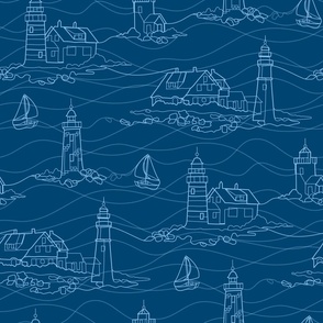 Lighthouse Contour - navy blue - large scale