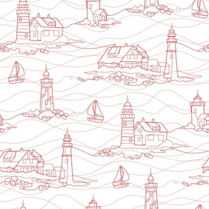 Lighthouse Contour - white red - large scale