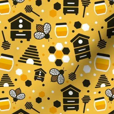 Bees and Honey Yellow Pattern / Small Scale