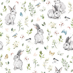 Spring Watercolor Bunny - Wallpaper