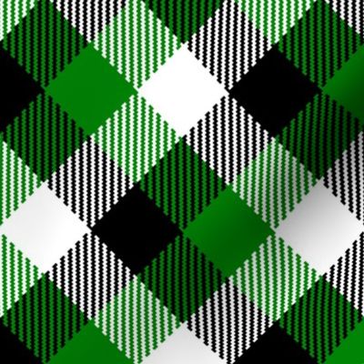 Christmas plaid green black white diagonal