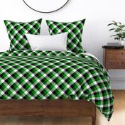 Christmas plaid green black white diagonal