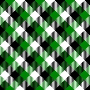 Christmas plaid green black white diagonal