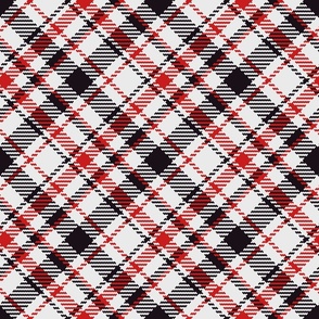 Christmas tartan red black white diagonal simple