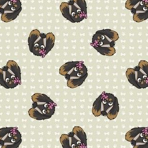  Hand drawn cute saluki dog with pink bow seamless pattern. 