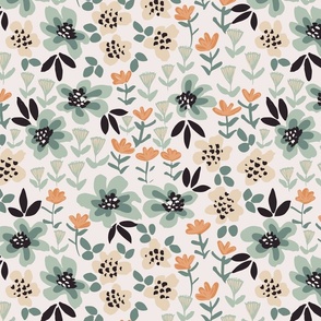 Wobbly blooms floral  pattern// small scale