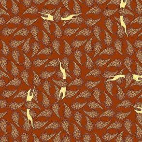 Red Paisley and Running Greyhounds  fabric ©2012 by Jane Walker