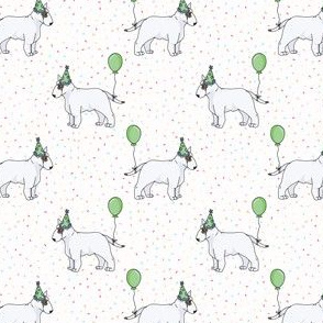  Hand drawn cute bull terrier dog with party hat pattern. 