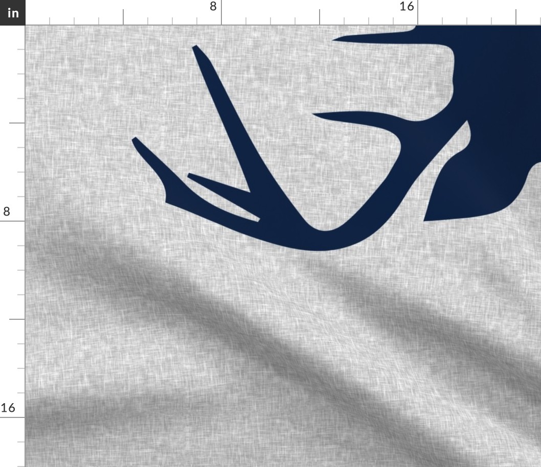 large buck head (navy on light grey) - 42" width C20BS