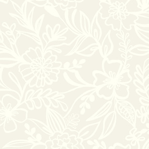 Continuous line florals in cream