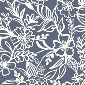 continous line florals in slate