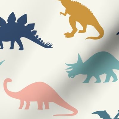 Dinosaurs in  Blue + Gold - Large