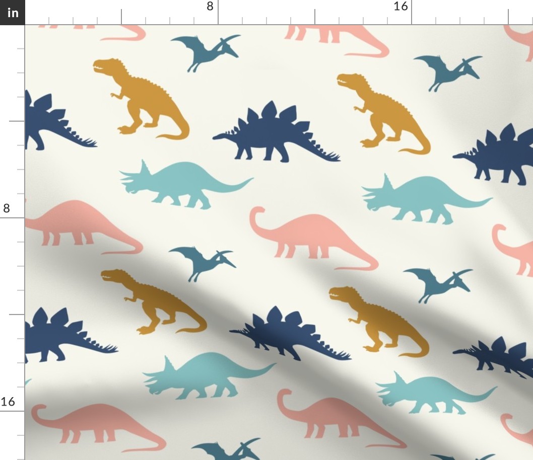 Dinosaurs in  Blue + Gold - Large