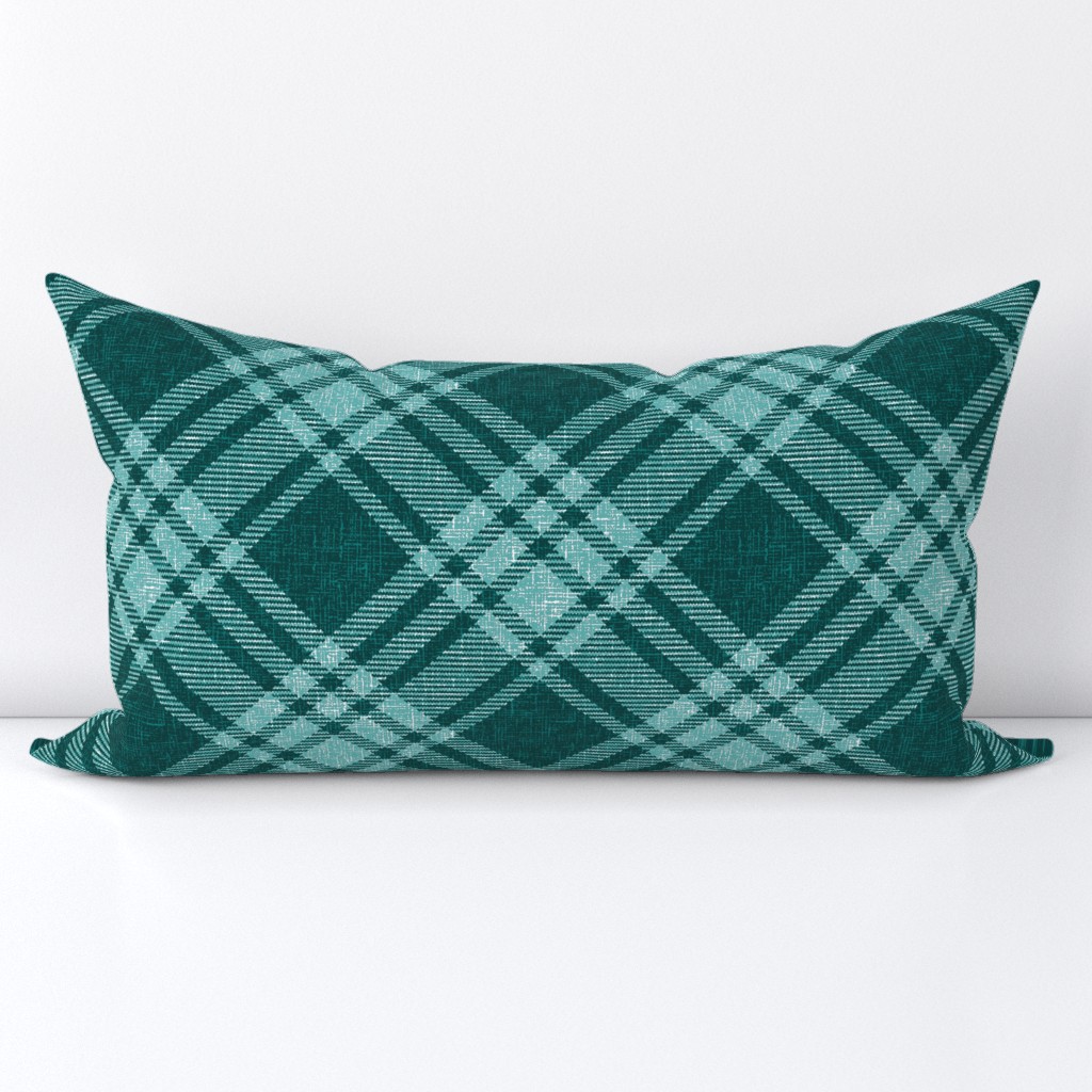 Retro Plaid pine green diagonal large