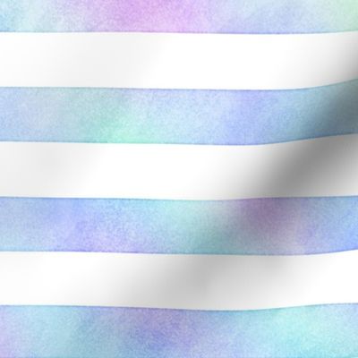 Large Marbled Unicorn Awning Stripe Pattern Horizontal in White