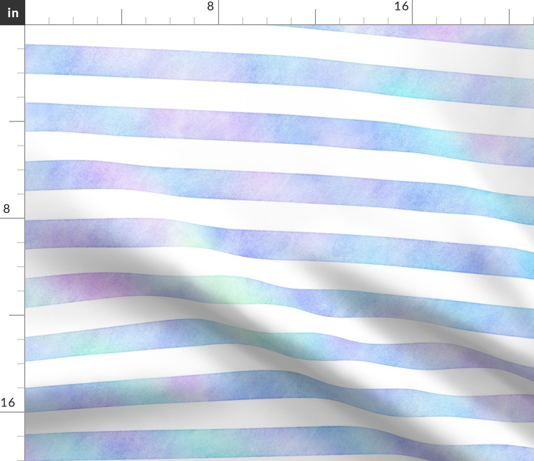 Large Marbled Unicorn Awning Stripe Pattern Horizontal in White