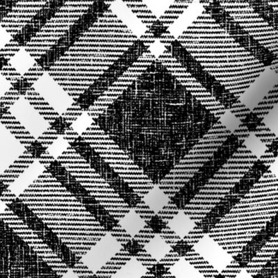 Retro Plaid diagonal black white large