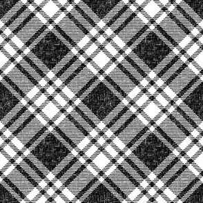 Retro Plaid diagonal black white large