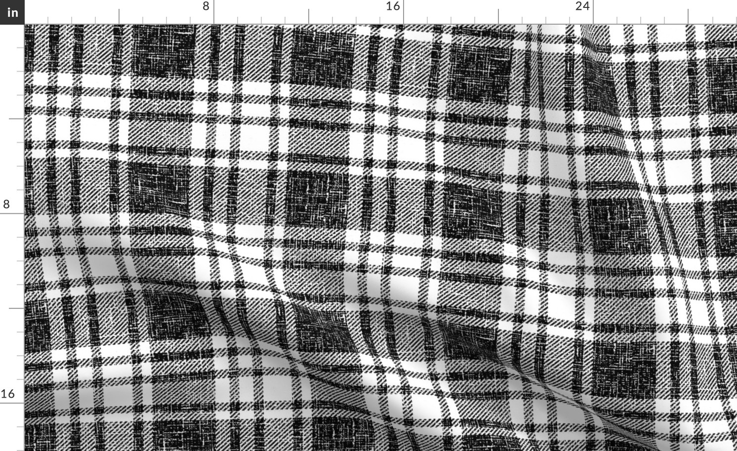 Retro Plaid black white large