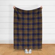 Gold tartan indigo blue Wallpaper