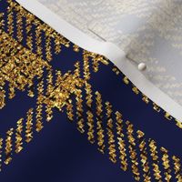 Gold tartan indigo blue Wallpaper