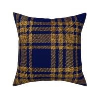 Gold tartan indigo blue Wallpaper