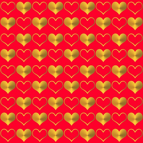 Gold Hearts on Red