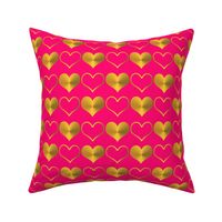 Gold Hearts on Hot Pink